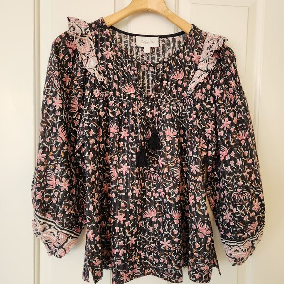 Cleobella Tops - Cleobella Brynlee Floral Ruffle Long Sleeve Blouse Top Tassels Cottagecore Cute